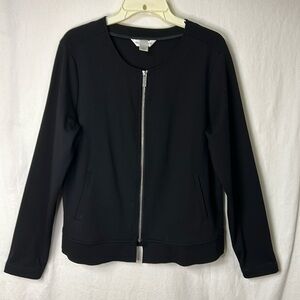 Christopher & Banks Women’s Jacket Size L Black Zip Front Long Sleeve